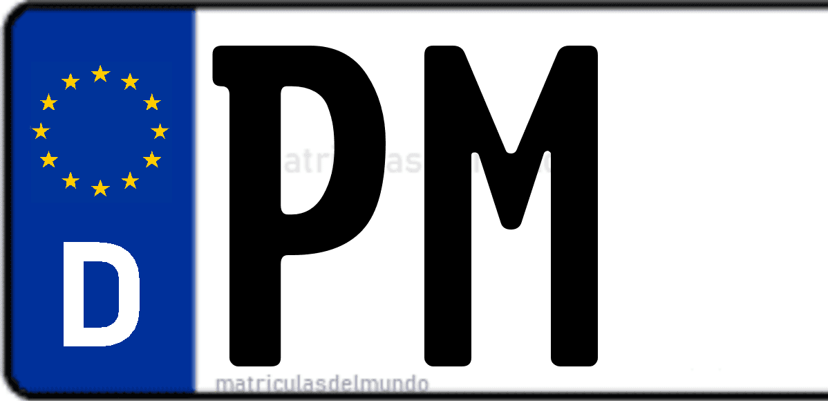 Imagen de matrícula de Alemania con código 'PM'