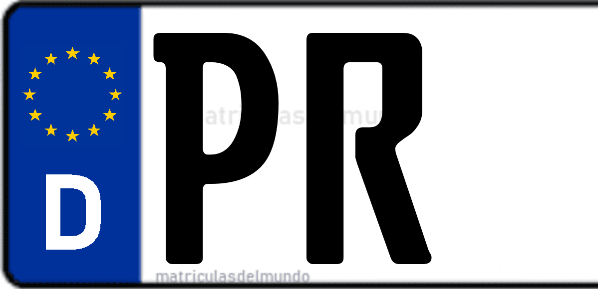 Imagen de matrícula de Alemania con código 'PR'