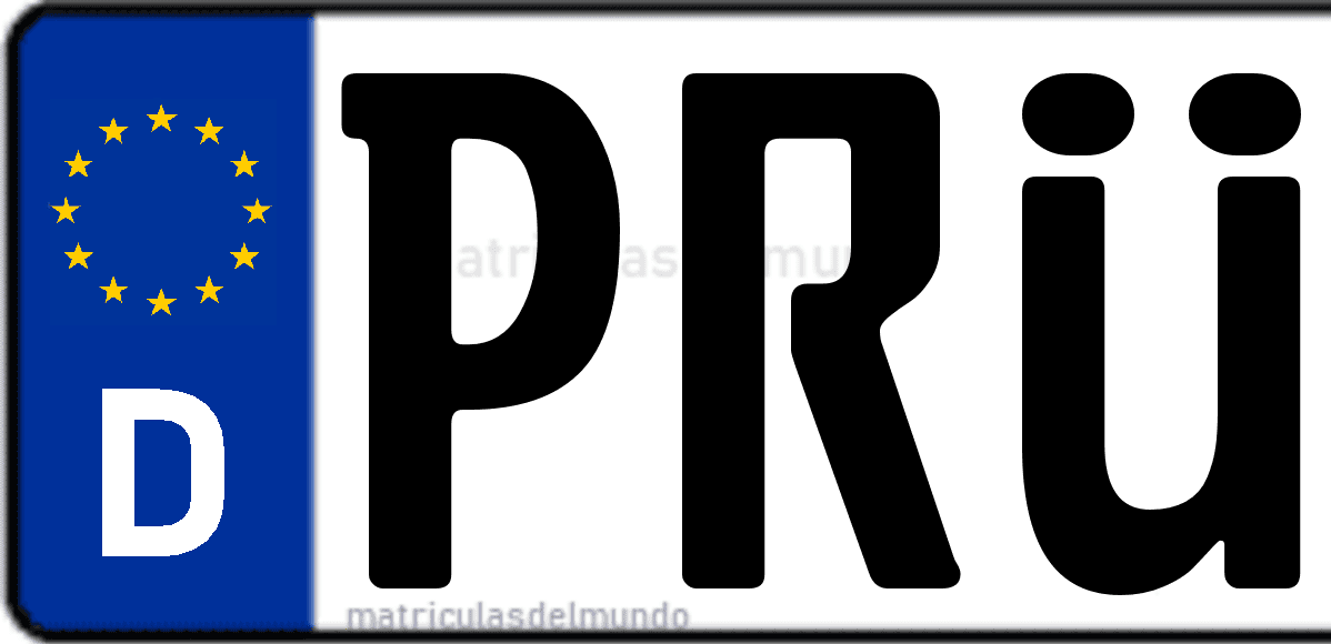 Imagen de matrícula de Alemania con código 'PRÜ'