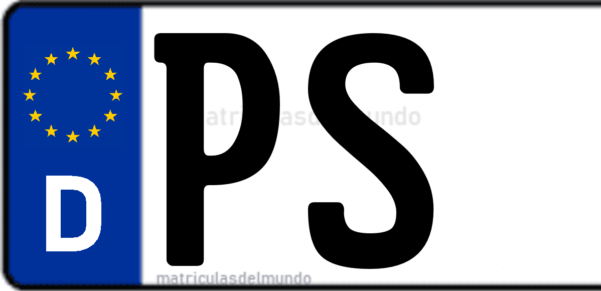 Imagen de matrícula de Alemania con código 'PS'