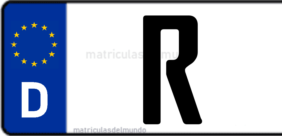 Imagen de matrícula de Alemania con código 'R'
