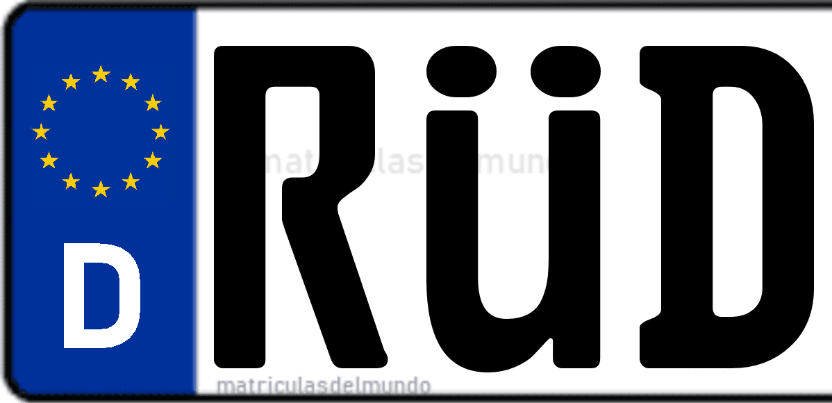 Imagen de matrícula de Alemania con código 'RÜD'