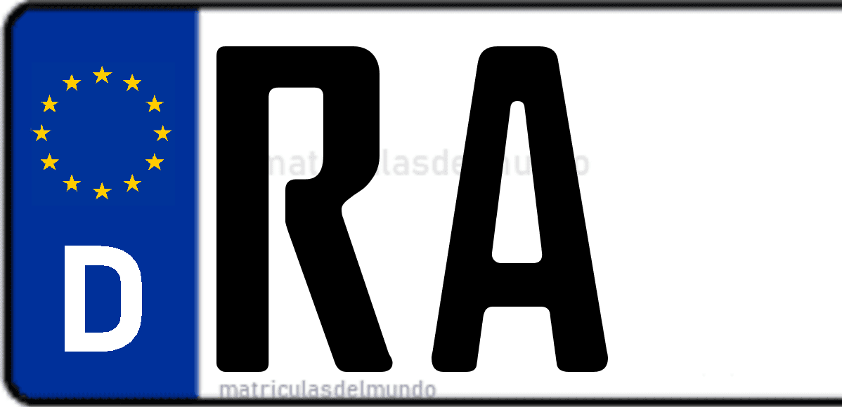 Imagen de matrícula de Alemania con código 'RA'