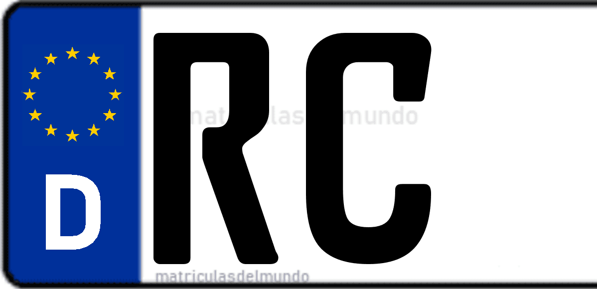 Imagen de matrícula de Alemania con código 'RC'