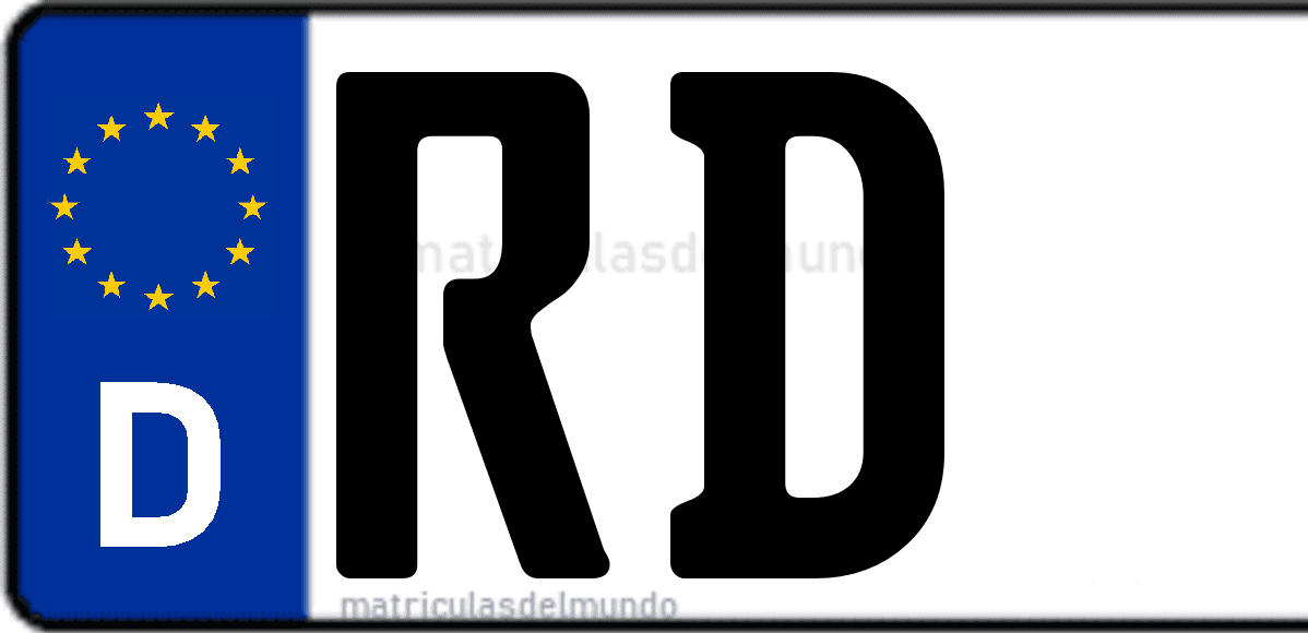 Imagen de matrícula de Alemania con código 'RD'