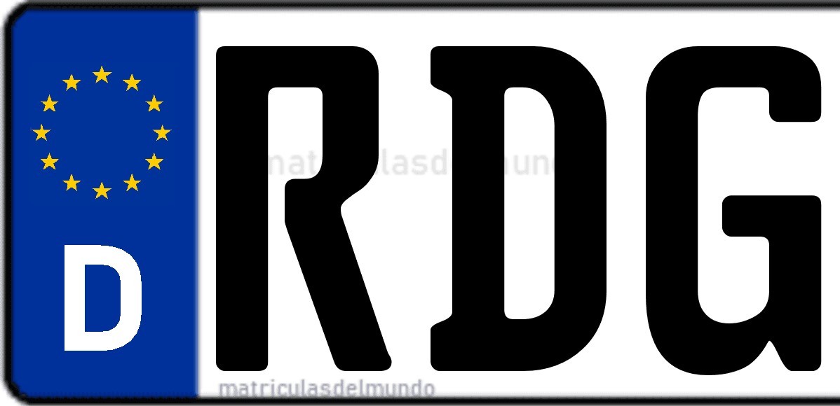 Imagen de matrícula de Alemania con código 'RDG'