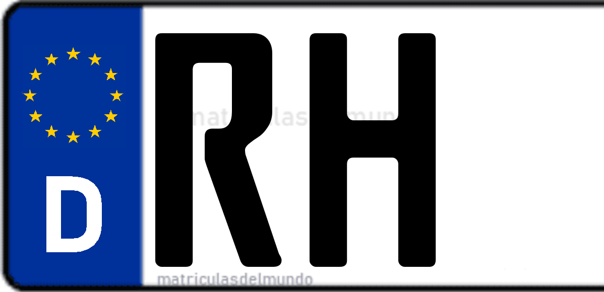 Imagen de matrícula de Alemania con código 'RH'