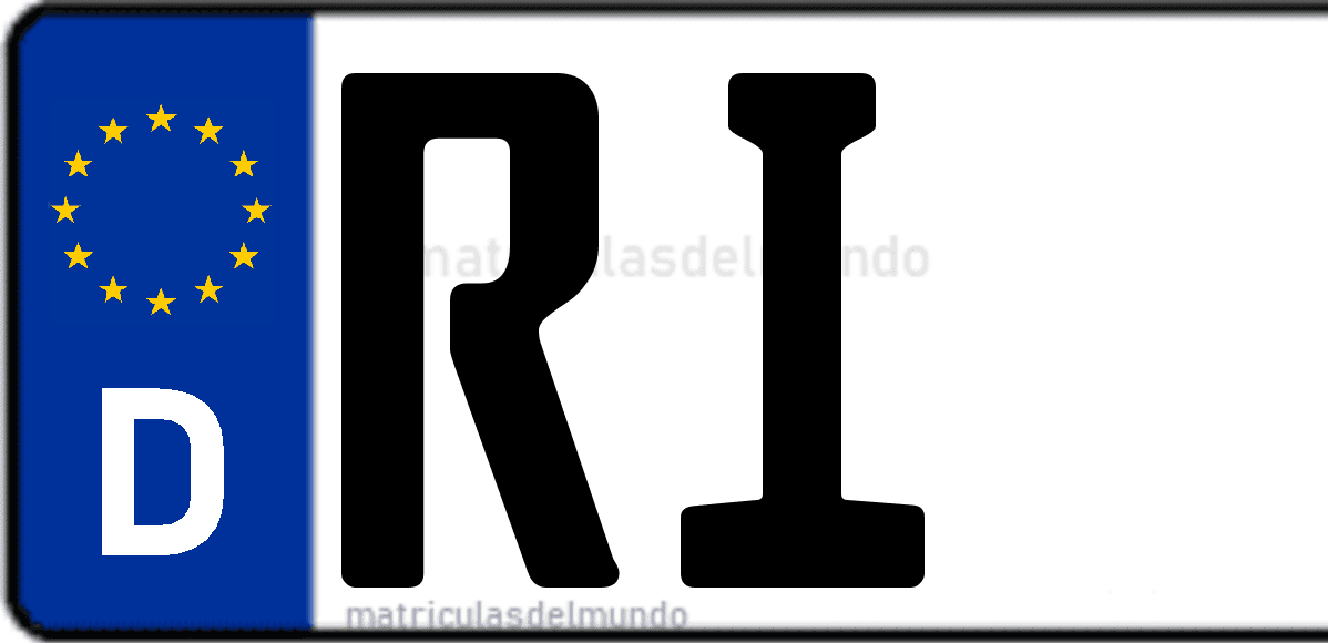 Imagen de matrícula de Alemania con código 'RI'