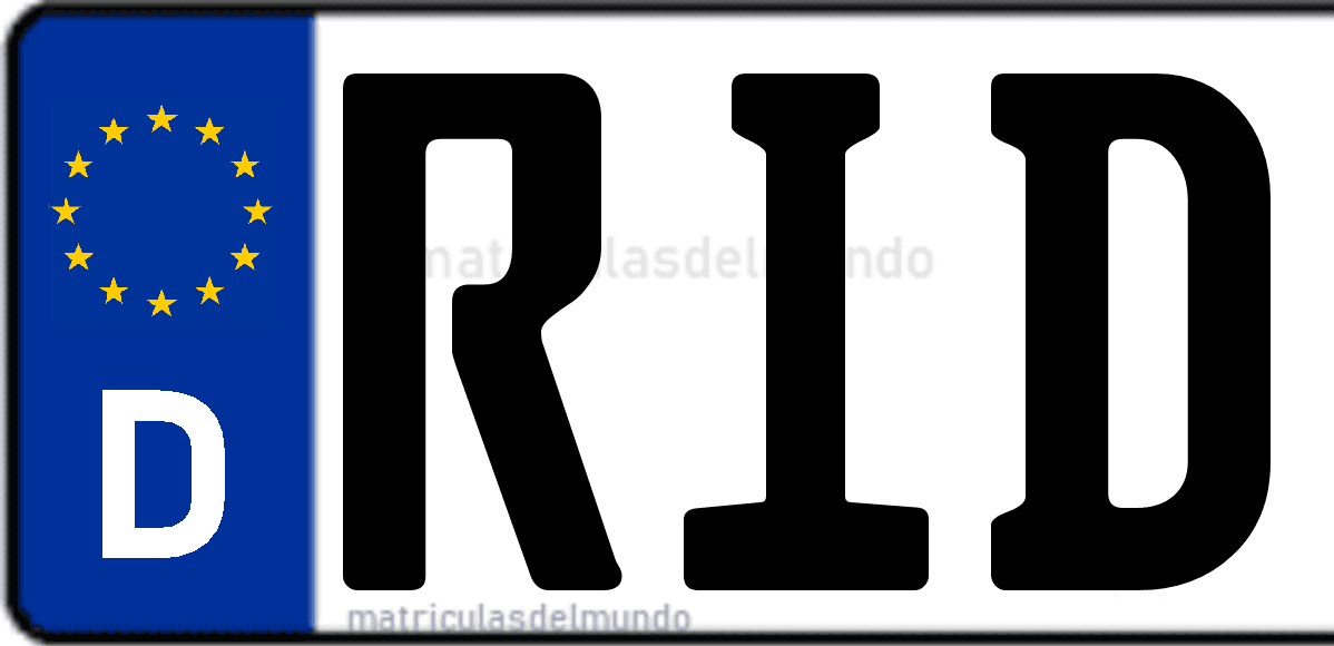 Imagen de matrícula de Alemania con código 'RID'