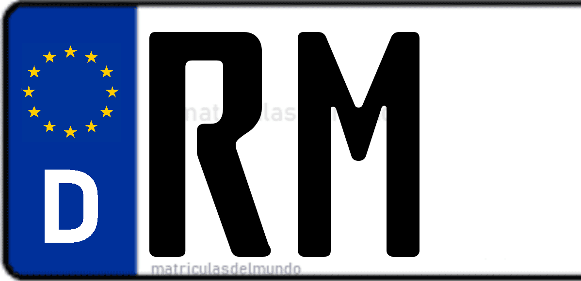 Imagen de matrícula de Alemania con código 'RM'