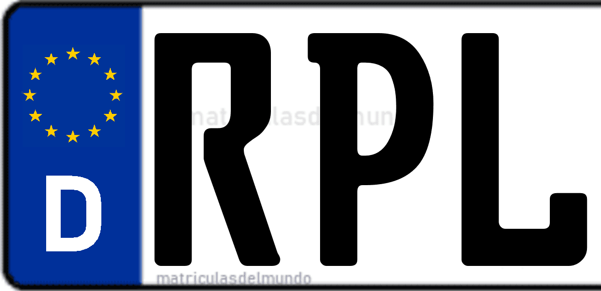Imagen de matrícula de Alemania con código 'RPL'