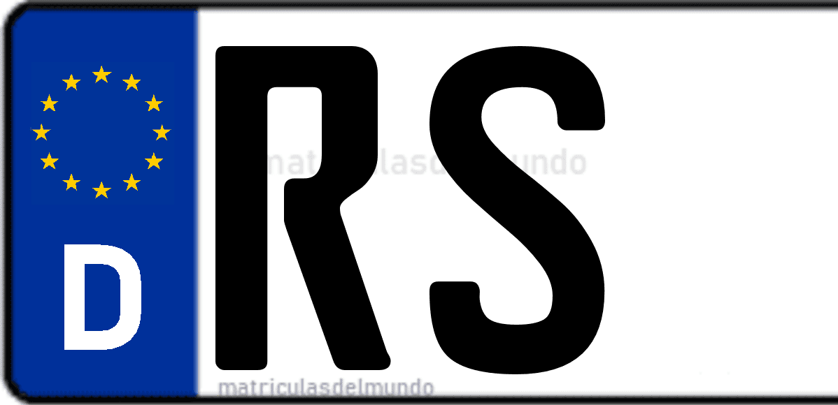 Imagen de matrícula de Alemania con código 'RS'