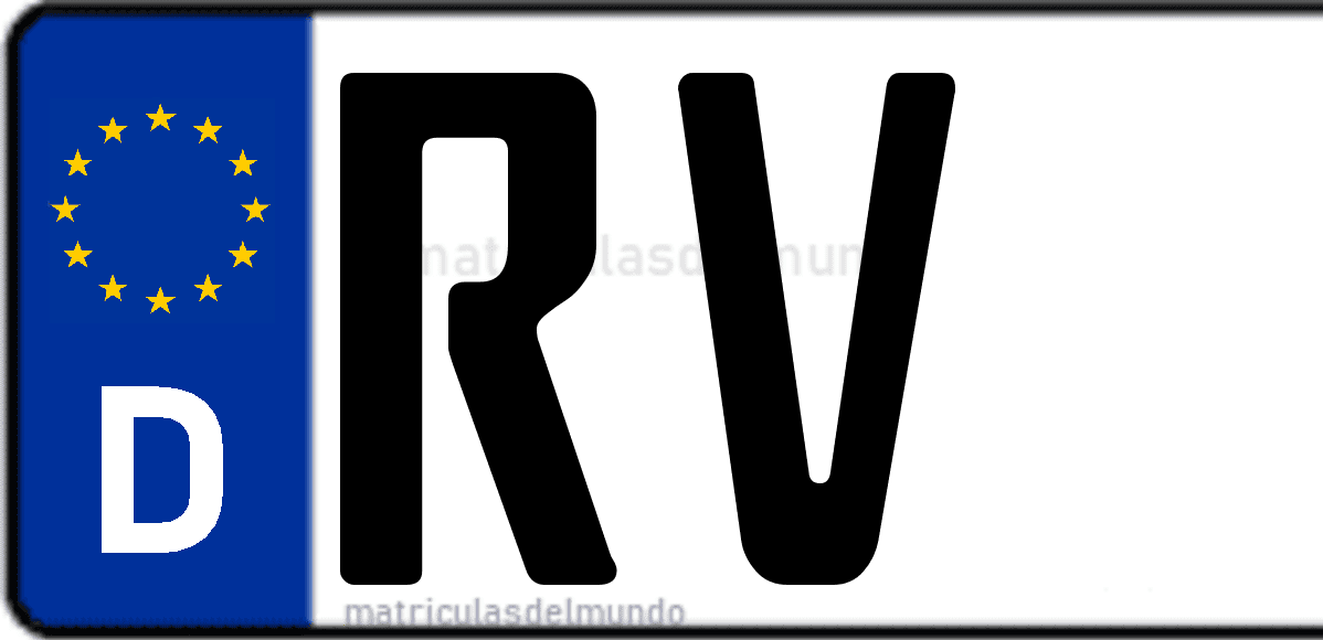 Imagen de matrícula de Alemania con código 'RV'