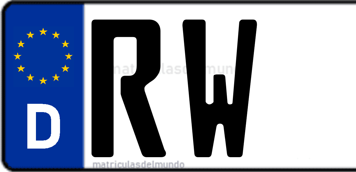 Imagen de matrícula de Alemania con código 'RW'