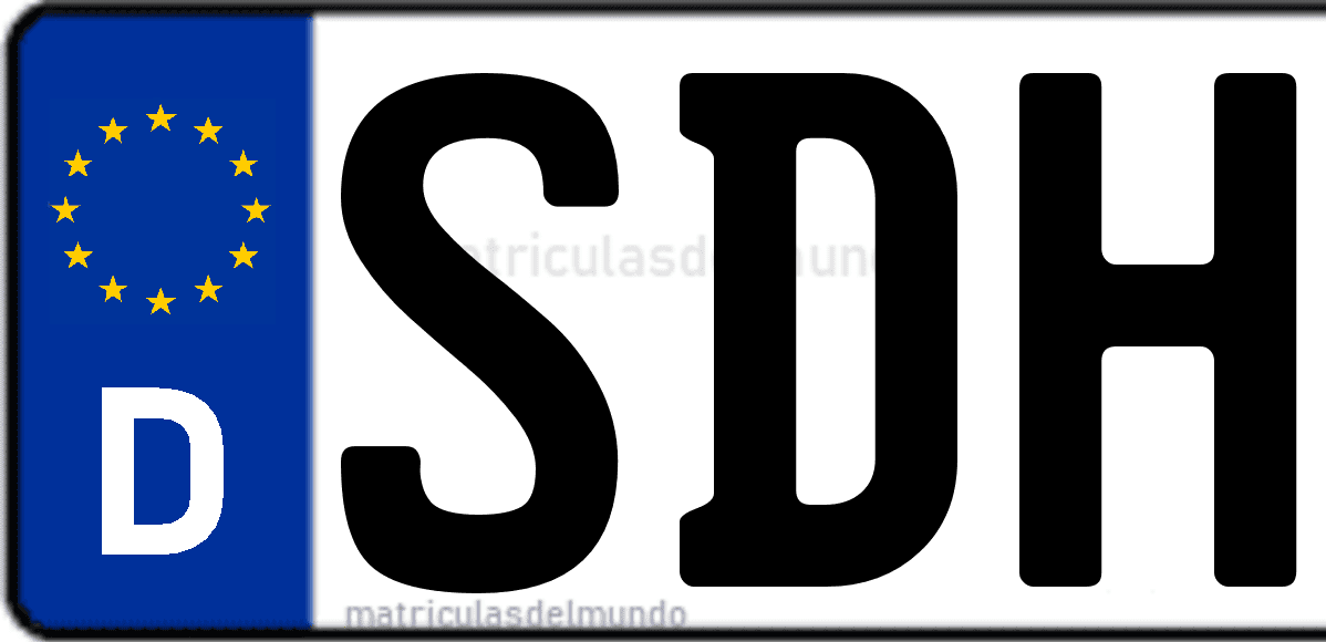 Imagen de matrícula de Alemania con código 'SDH'