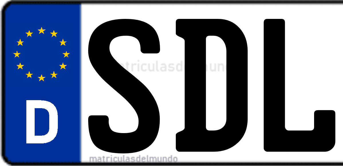 Imagen de matrícula de Alemania con código 'SDL'