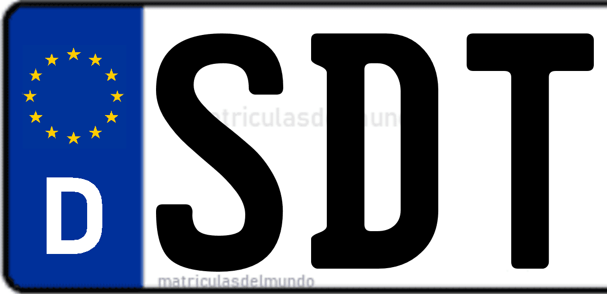Imagen de matrícula de Alemania con código 'SDT'