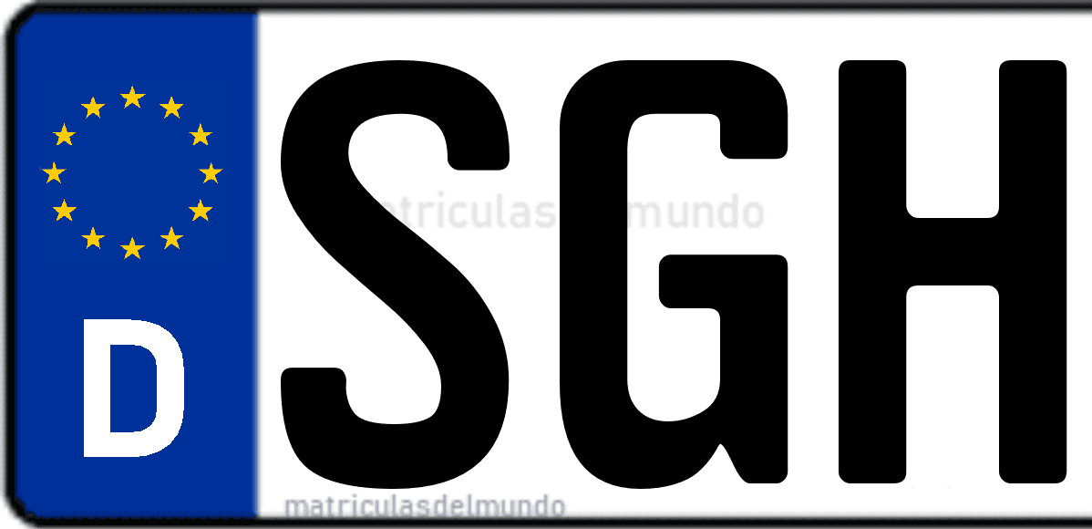 Imagen de matrícula de Alemania con código 'SGH'
