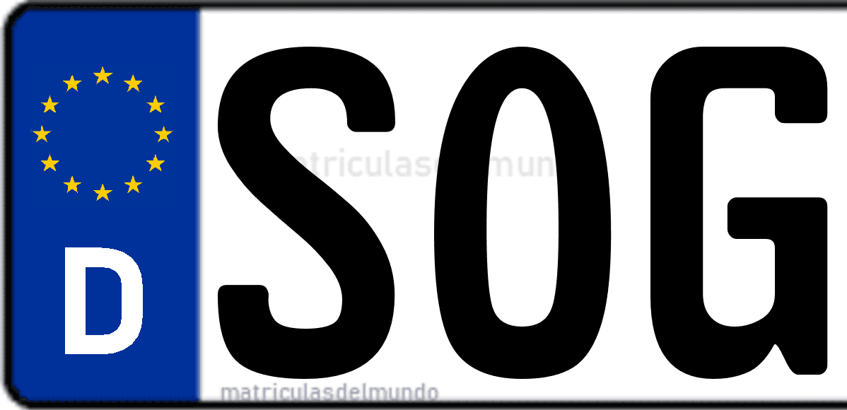 Imagen de matrícula de Alemania con código 'SOG'