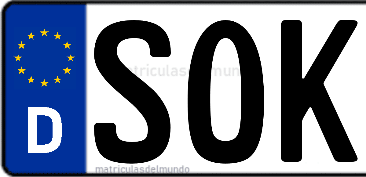 Imagen de matrícula de Alemania con código 'SOK'