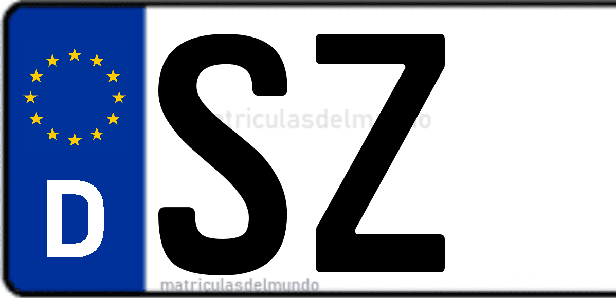 Imagen de matrícula de Alemania con código 'SZ'