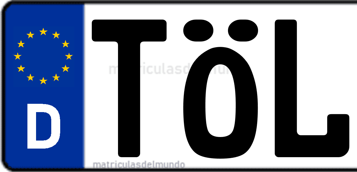 Imagen de matrícula de Alemania con código 'TÖL'