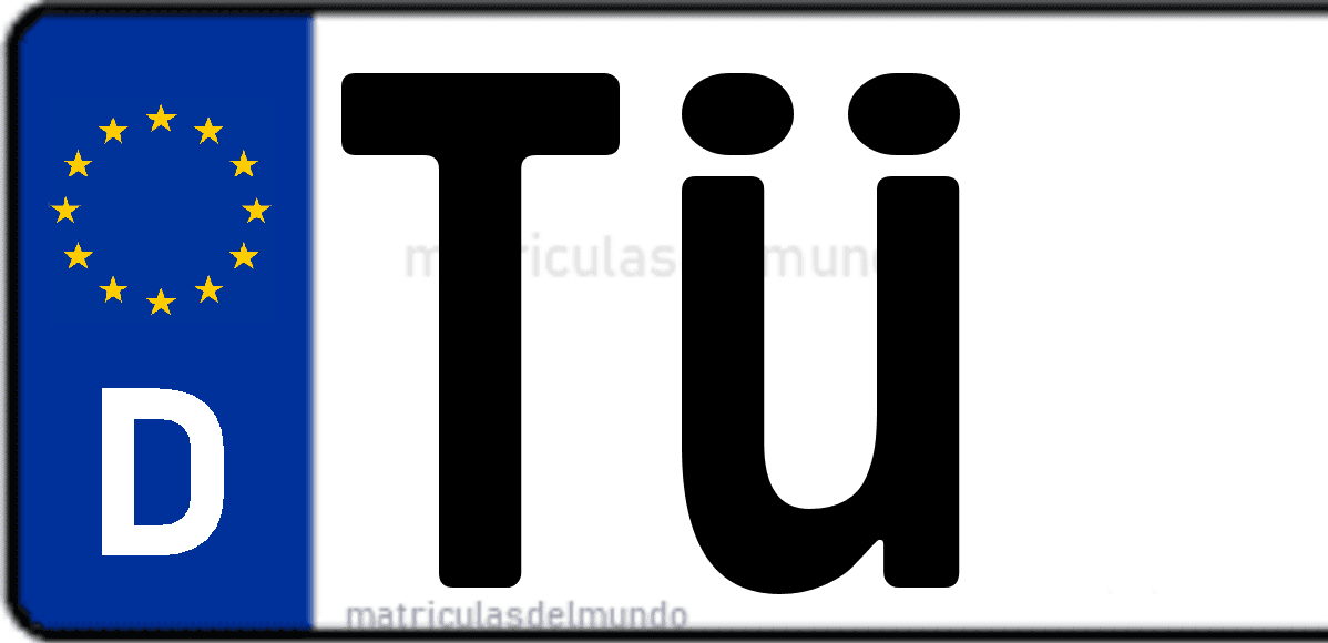 Imagen de matrícula de Alemania con código 'TÜ'