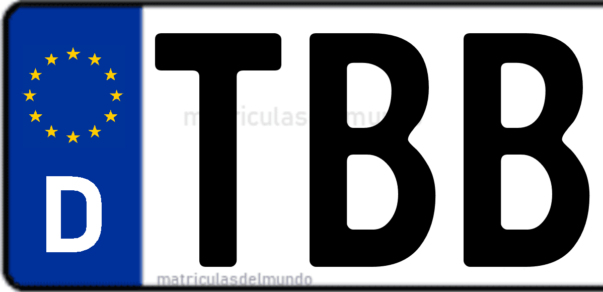 Imagen de matrícula de Alemania con código 'TBB'