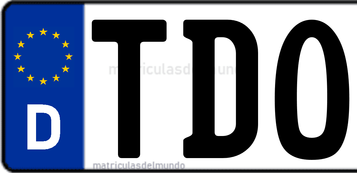 Imagen de matrícula de Alemania con código 'TDO'