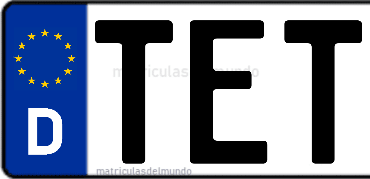 Imagen de matrícula de Alemania con código 'TET'