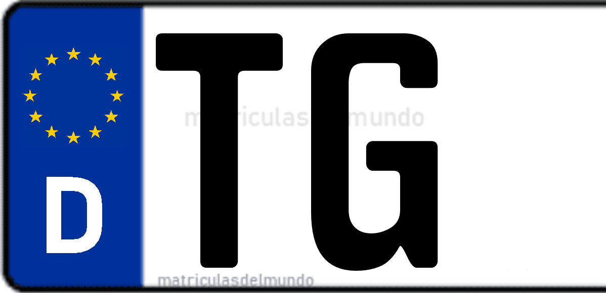 Imagen de matrícula de Alemania con código 'TG'