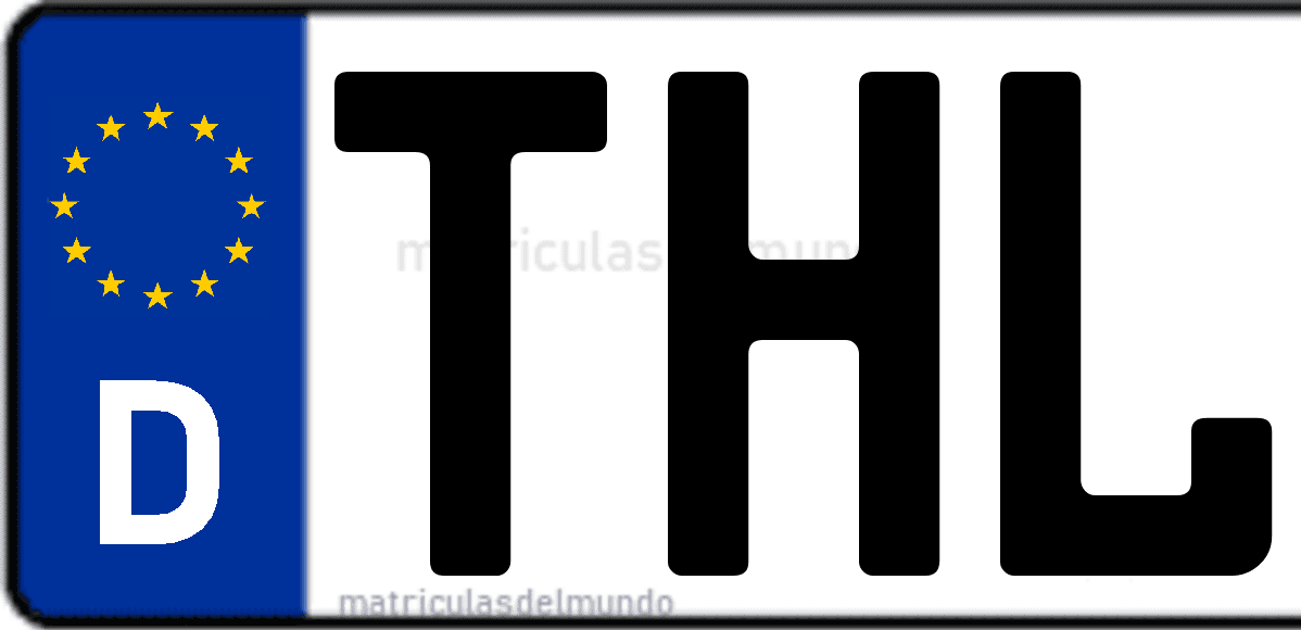 Imagen de matrícula de Alemania con código 'THL'