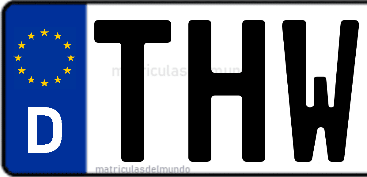 Imagen de matrícula de Alemania con código 'THW'