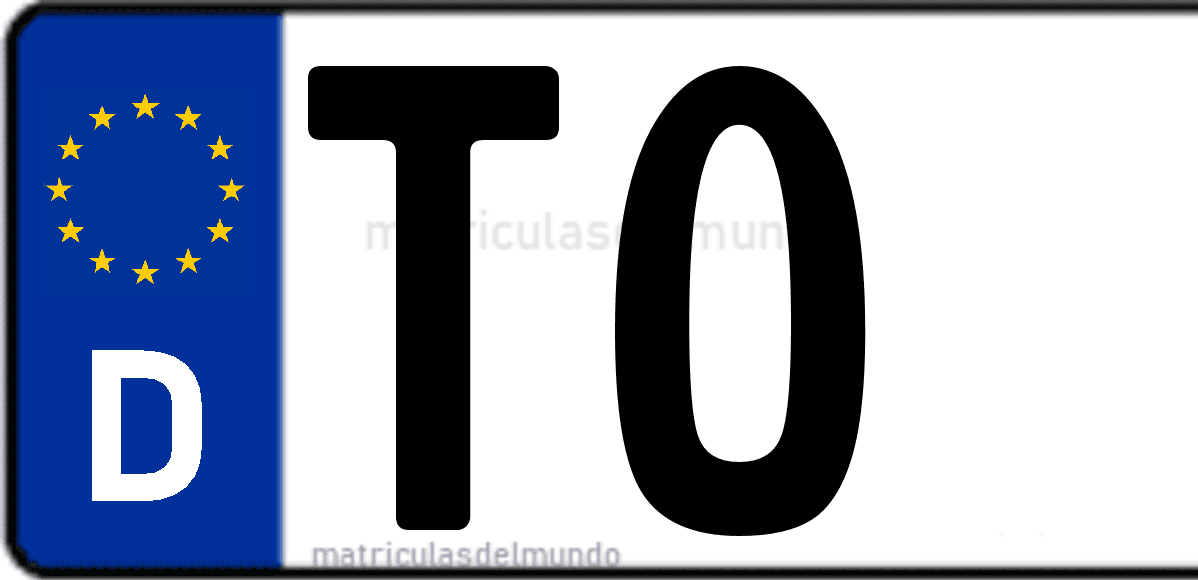 Imagen de matrícula de Alemania con código 'TO'