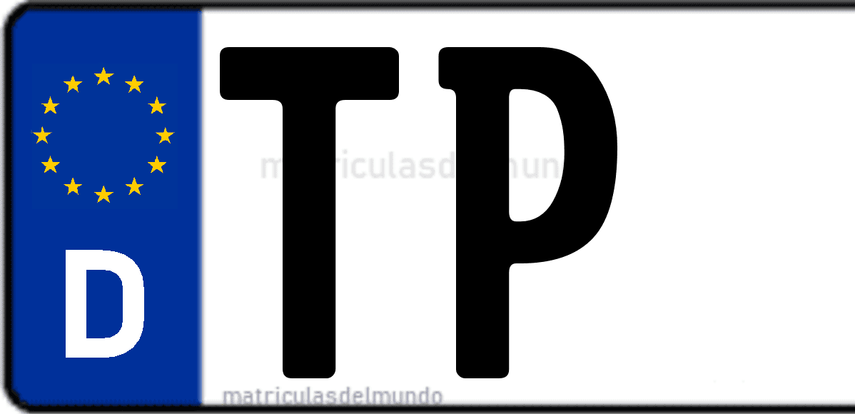 Imagen de matrícula de Alemania con código 'TP'