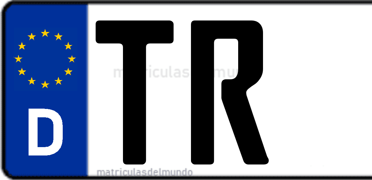 Imagen de matrícula de Alemania con código 'TR'