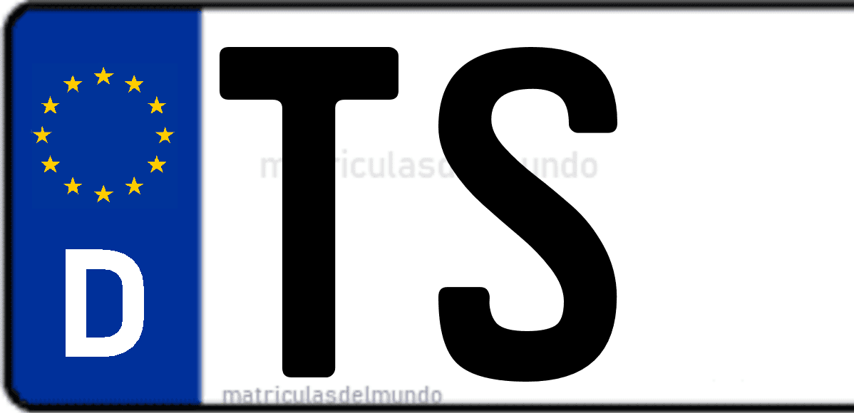 Imagen de matrícula de Alemania con código 'TS'