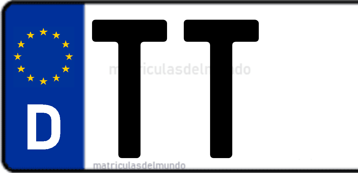 Imagen de matrícula de Alemania con código 'TT'