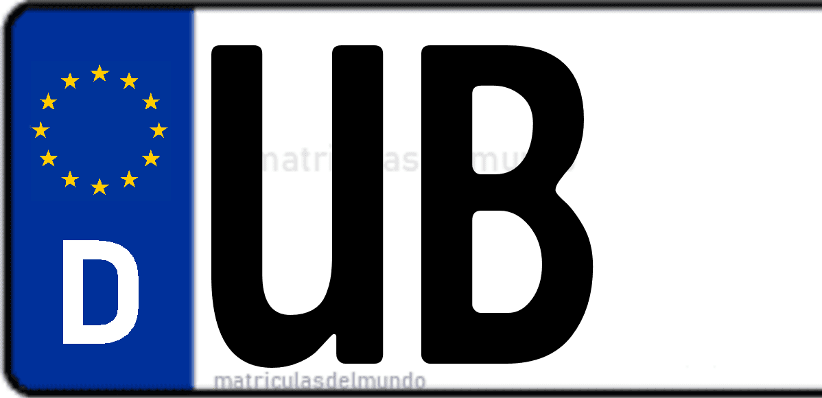 Imagen de matrícula de Alemania con código 'UB'
