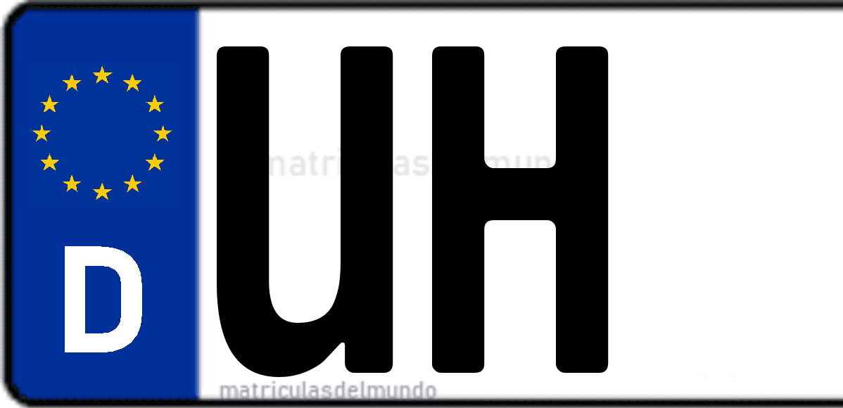 Imagen de matrícula de Alemania con código 'UH'
