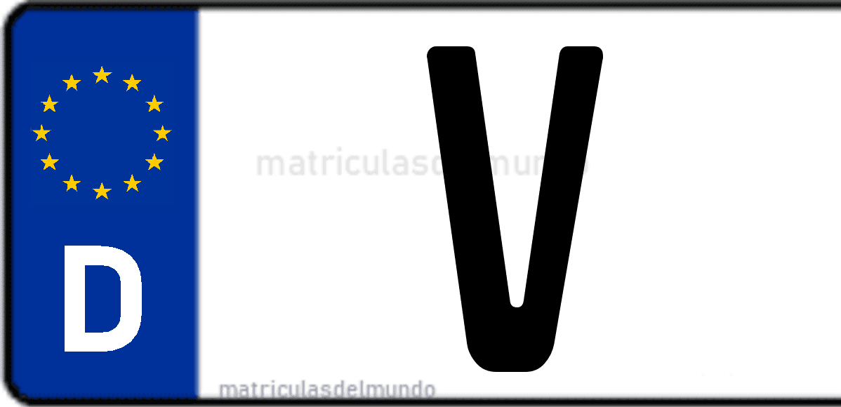 Imagen de matrícula de Alemania con código 'V'
