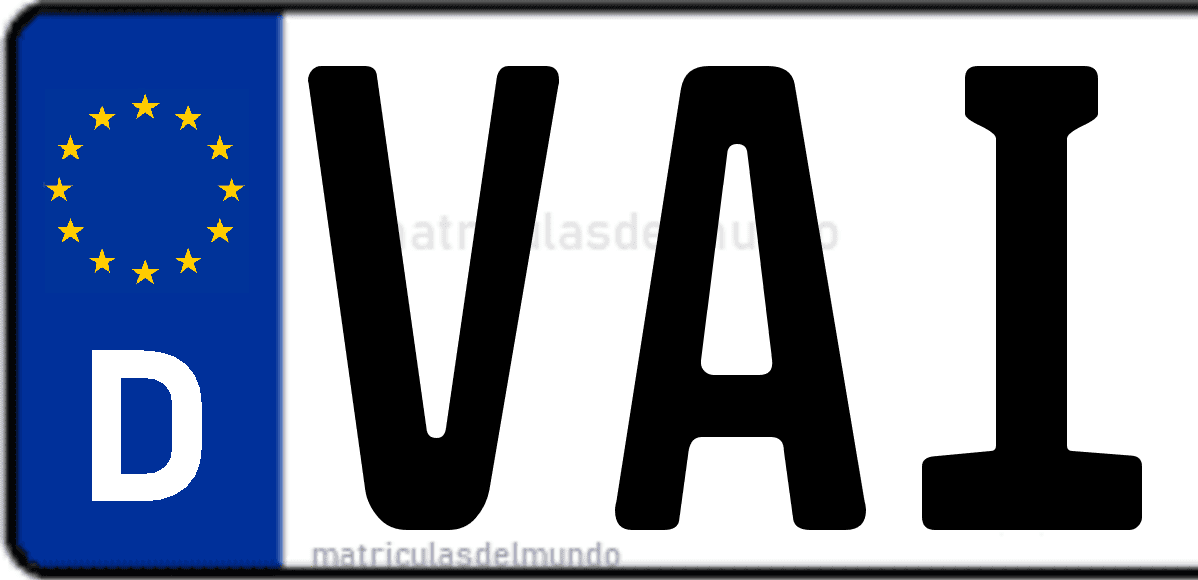 Imagen de matrícula de Alemania con código 'VAI'