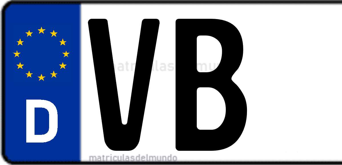 Imagen de matrícula de Alemania con código 'VB'