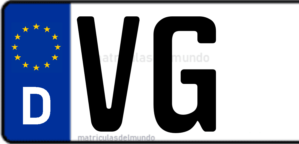 Imagen de matrícula de Alemania con código 'VG'