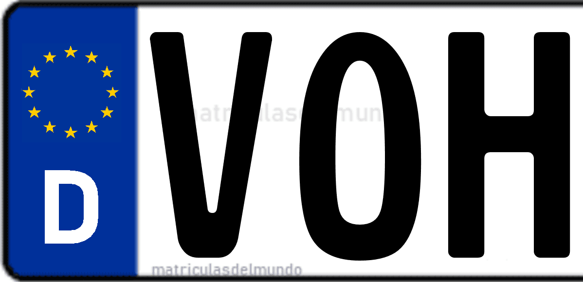 Imagen de matrícula de Alemania con código 'VOH'