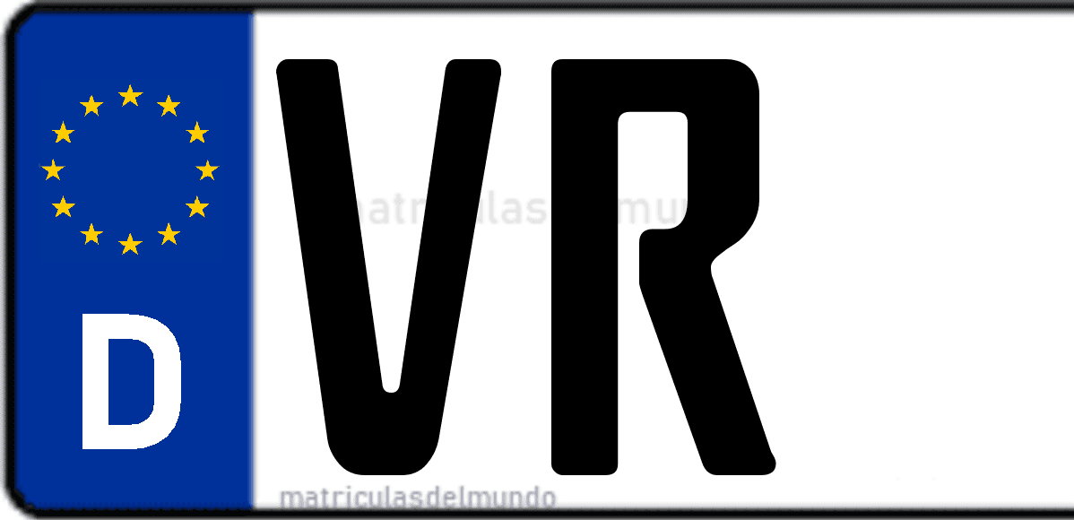 Imagen de matrícula de Alemania con código 'VR'