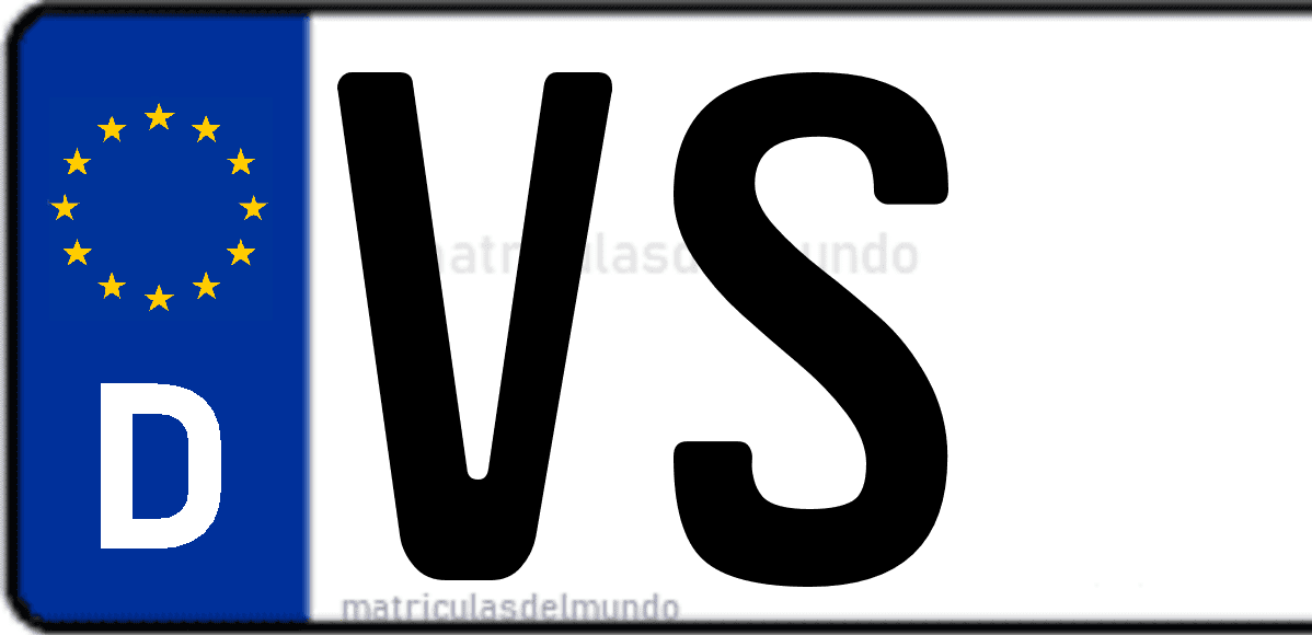 Imagen de matrícula de Alemania con código 'VS'