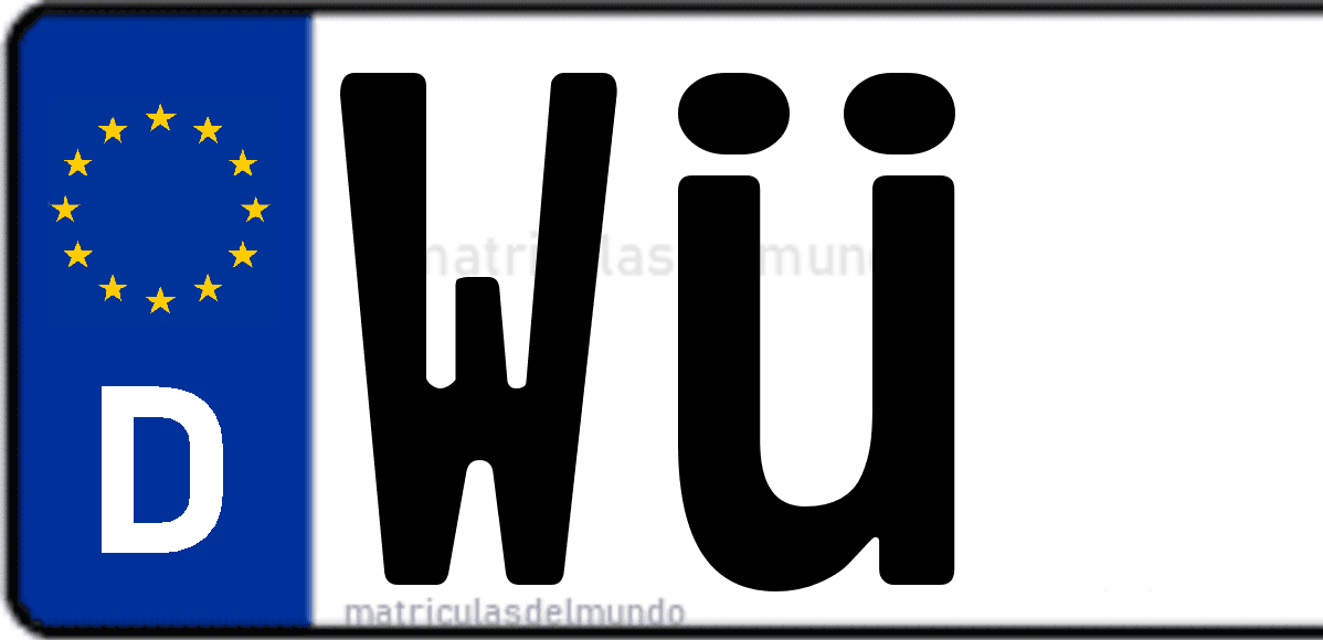 Imagen de matrícula de Alemania con código 'WÜ'