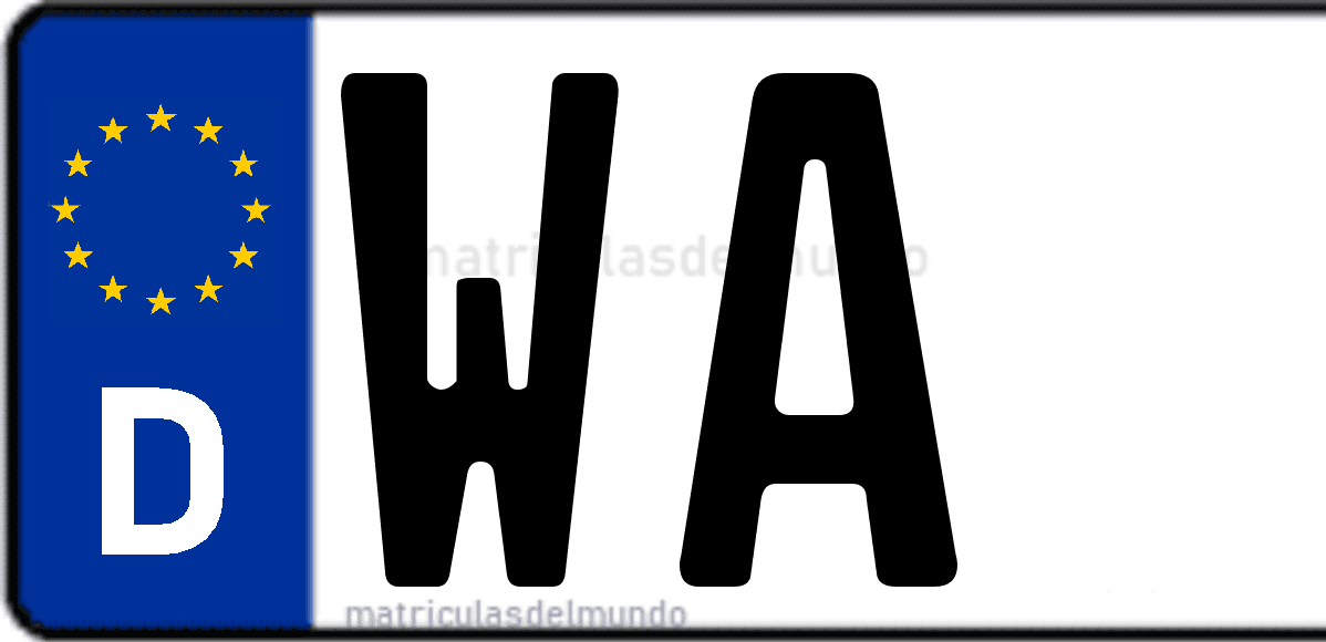 Imagen de matrícula de Alemania con código 'WA'