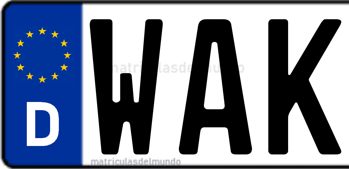 Imagen de matrícula de Alemania con código 'WAK'
